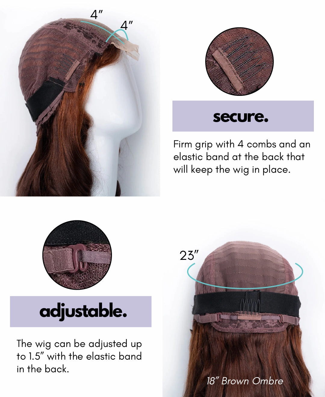 bouncy curls human wig - 18" brown ombre.