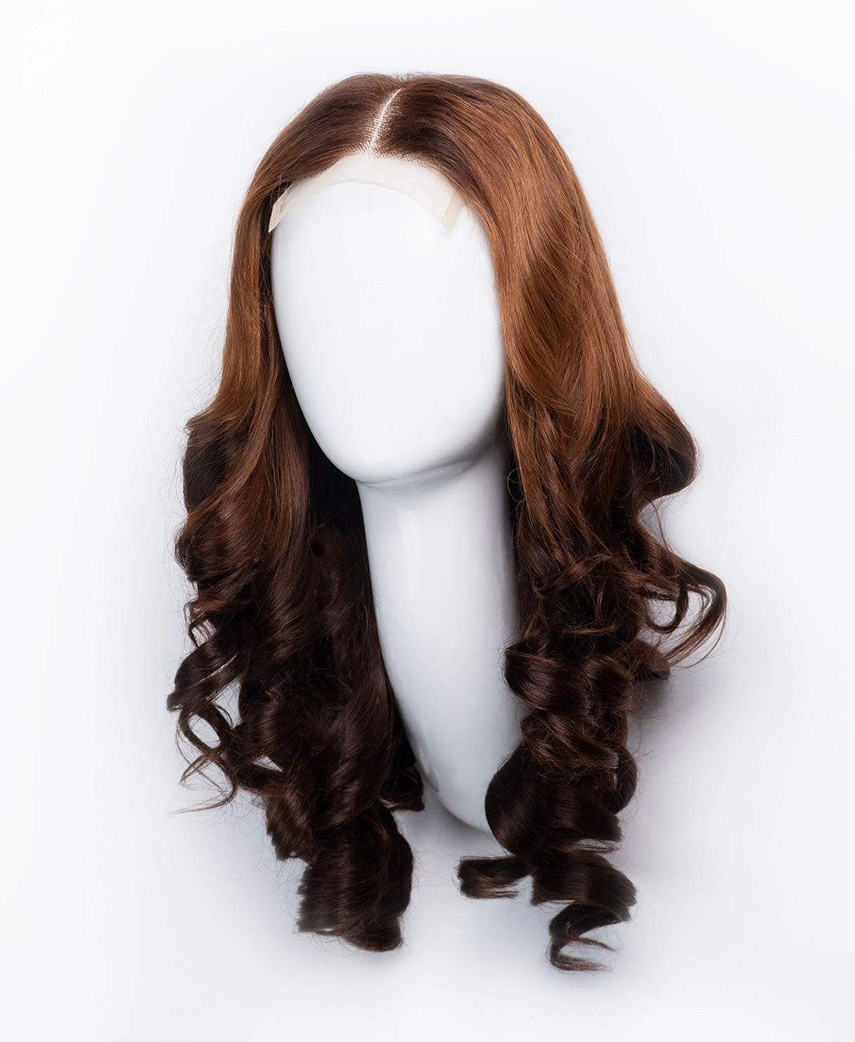 bouncy curls human wig - 18" brown ombre.