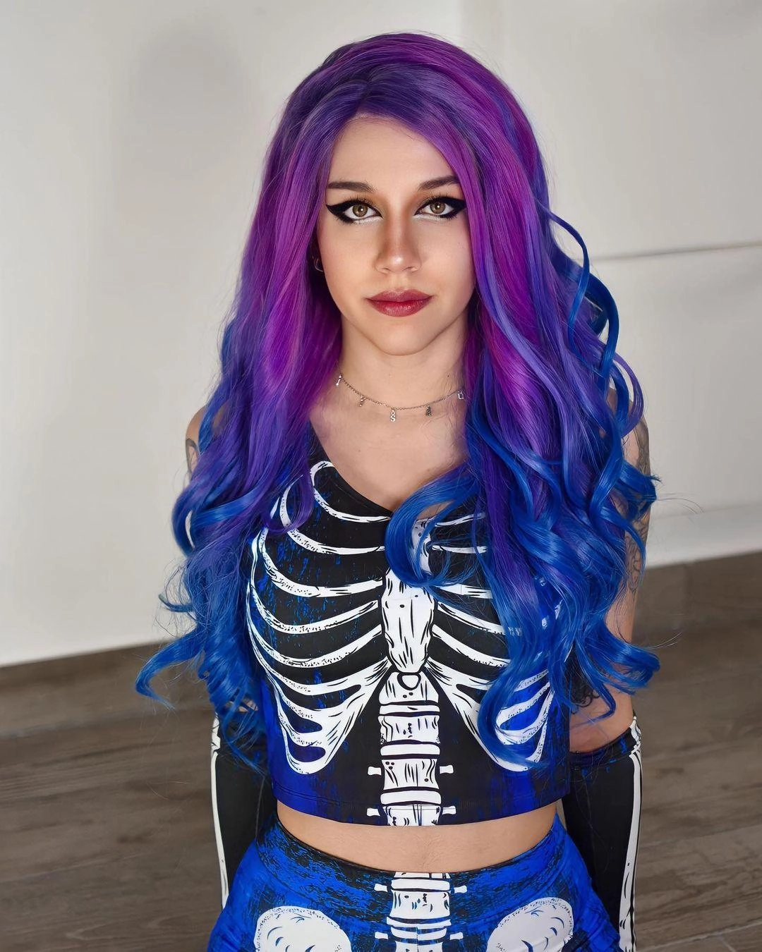 Brandi Queen-Purple And Blue Ombre Long Wave Lace Front Synthetic Wig-S73-2204-raise