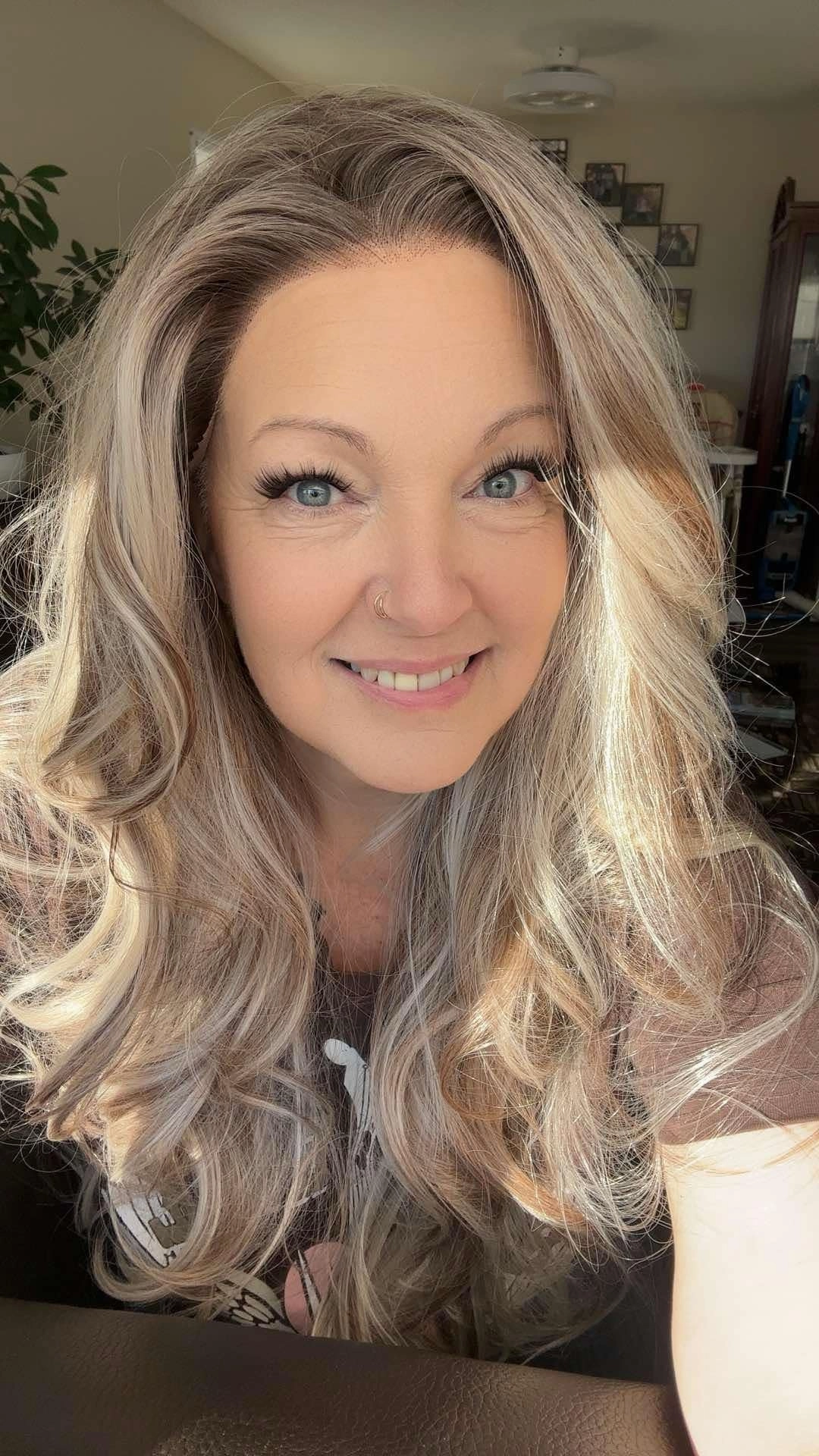 Brenda Collection Kayla Siver with Brown highlight Big layer lace wig 13*4 free Parting Daily Dating Wig
