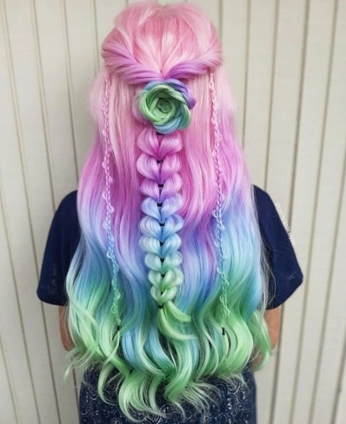 Brenda Collection-Mermaid - Colorful Long Wavy Synthetic Lace Front Wig Imstyle