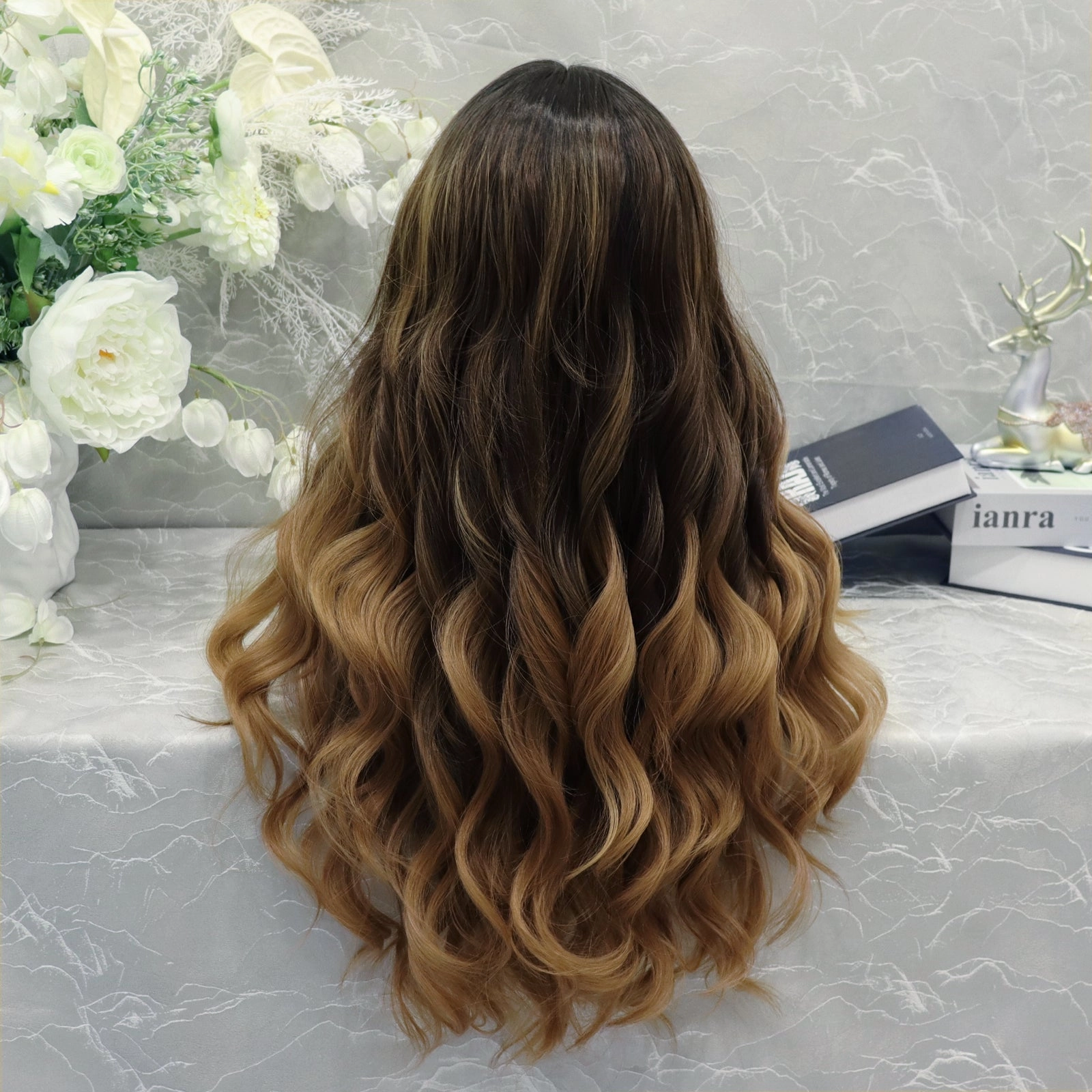 Brenda Collection Wendy  26 inches T part&nbsp Lace Front Cap body wavy Dark Brown synthetic lace wig