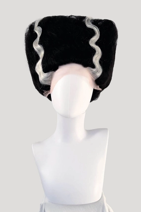 Bride of Frankenstein lacefront wig, black with platinum streaks: Eva