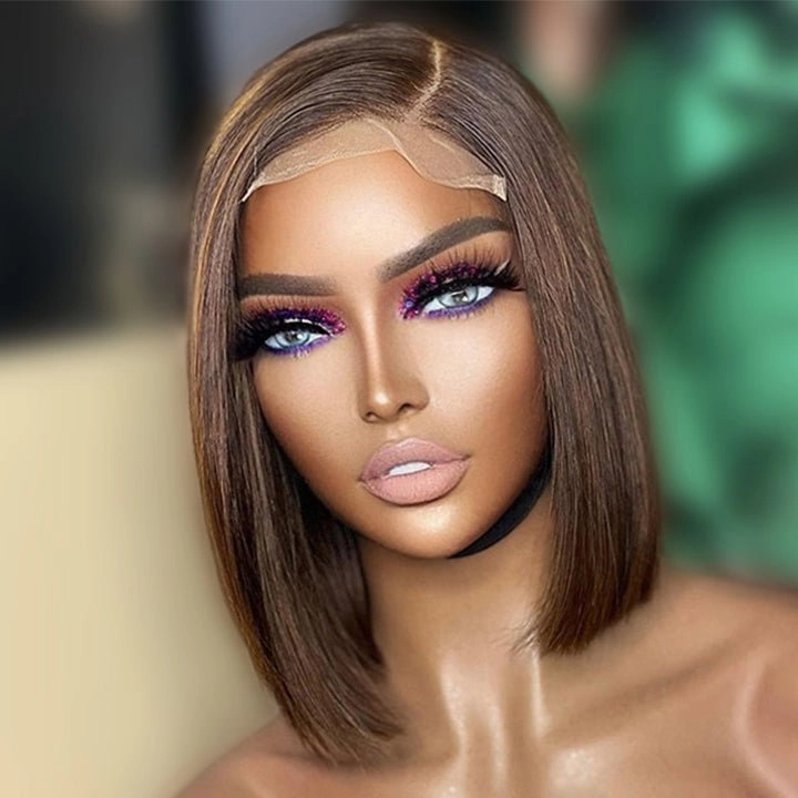 Brown 13x4 HD Lace Frontal Bob Wig Colored Bone Straight Human Hair Short Bob Wigs