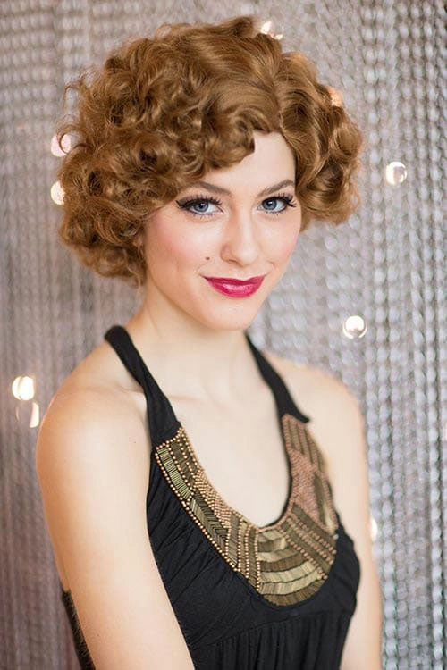 Brown 1920s 1930s style wig, short retro style with finger waves: Cecelia