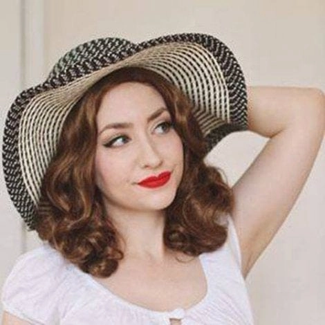 Brown 1940s pinup style wig, with finger waves: Honey