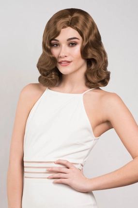 Brown 1940s pinup style wig, with finger waves: Honey