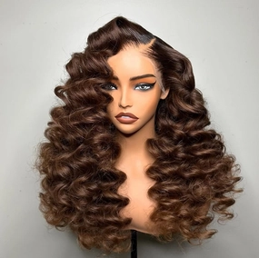 Brown Loose Deep Wave Lace Front Wig Human Hair 13x4 Transparent Lace Frontal Wig For Women