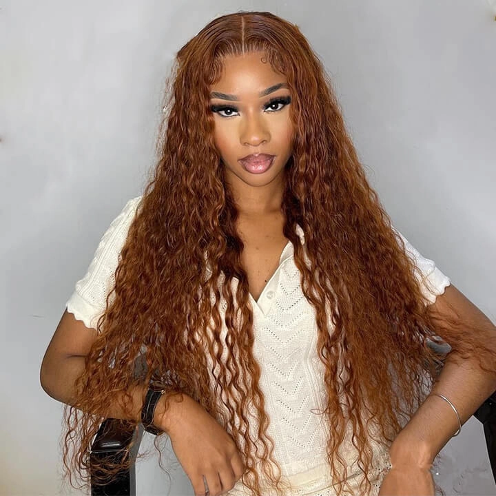 Brown Water Wave Transparent Lace Wig Colored 4x4/13x4 HD Lace Human Hair Wigs