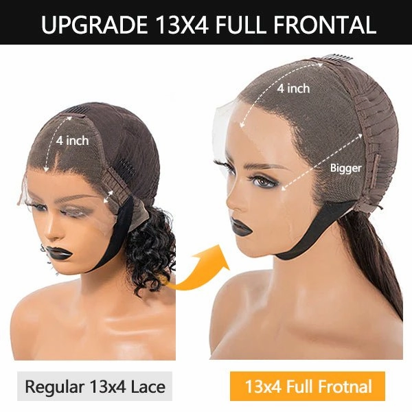 Brown With Black Roots Deep Curly Lace Front Wig Ombre #4 Brown Curly Human Hair Wigs