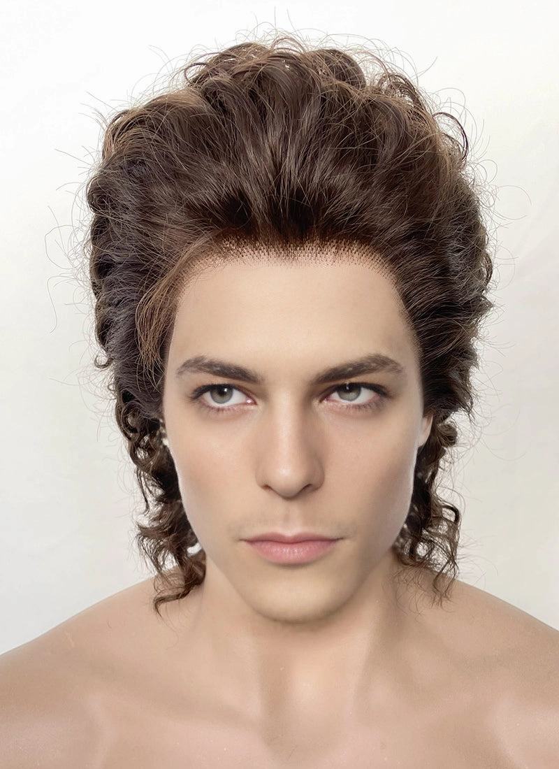 Brunette Curly Lace Front Synthetic Men's Wig LF8017