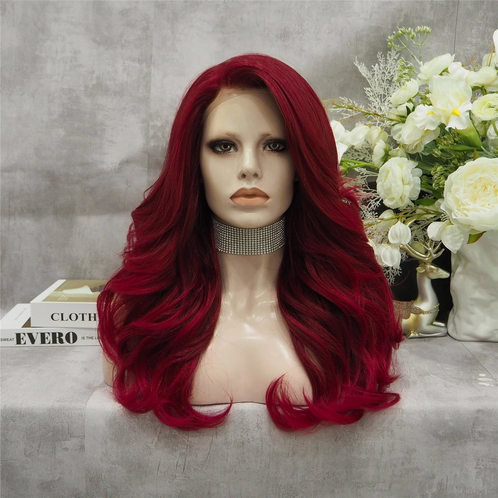 Burgundy Red Wave Lace Front Synthetic Imstyle Wig