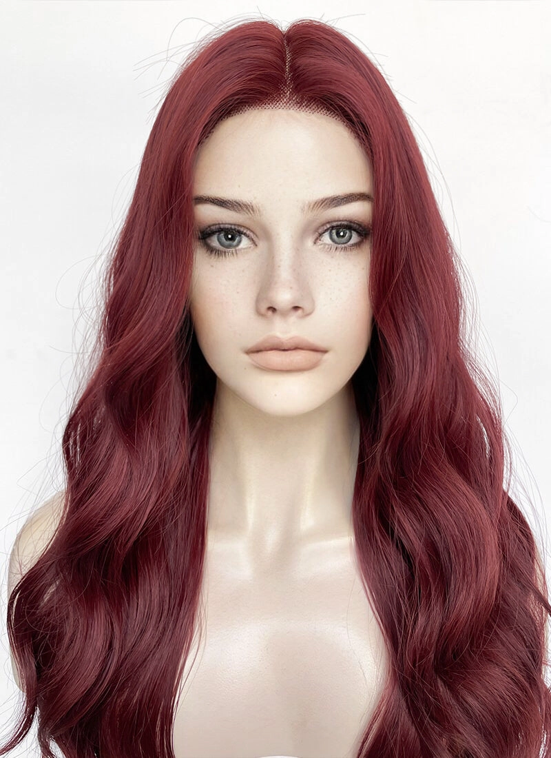 Burgundy Red Wavy Lace Front Synthetic Hair Wig LF3353