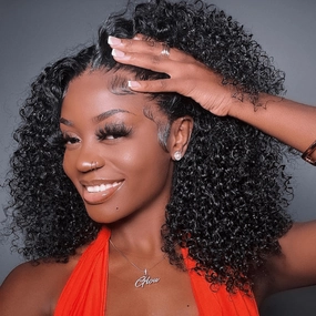 Buy 1 Get 1 Free: Curly 4X4 Lace Closure Human Hair Bob Wig- Flash Sale