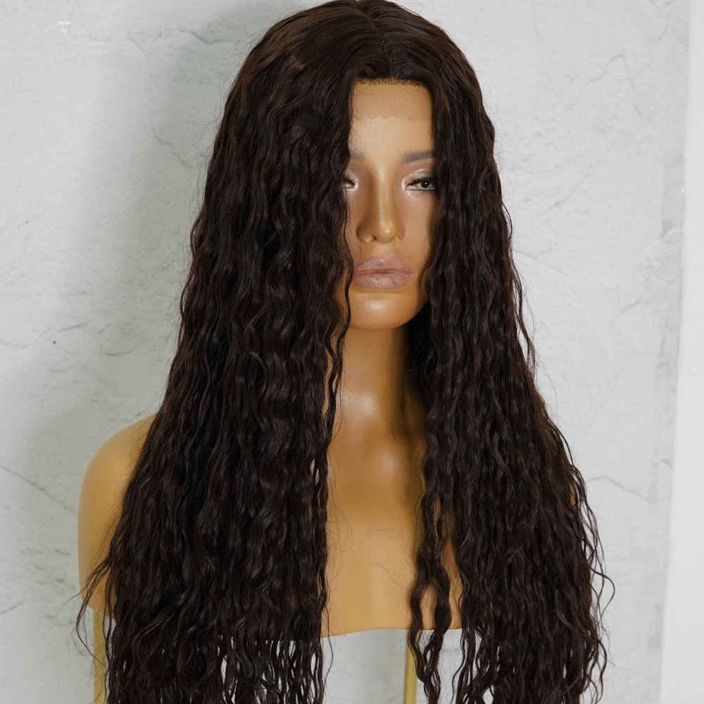 CAMILLA Wet Look Dark Brown Lace Front Wig