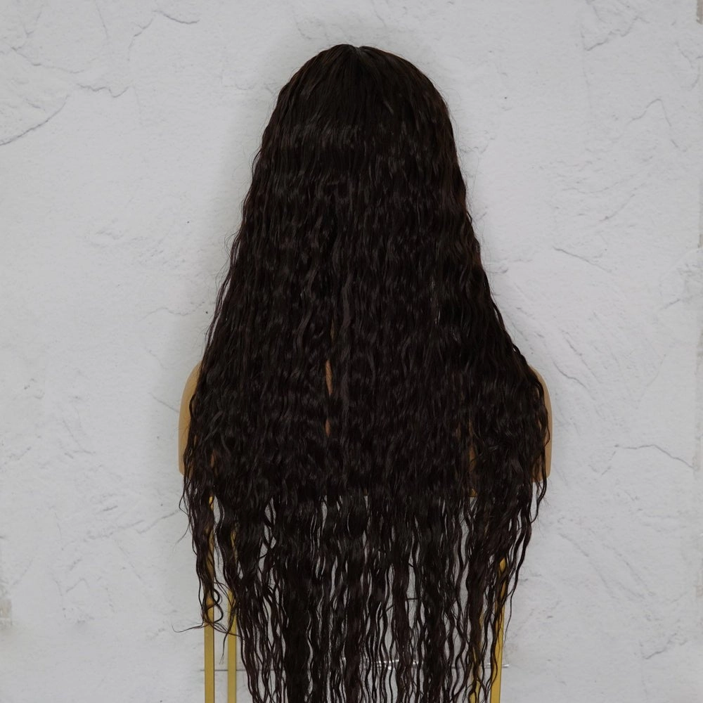 CAMILLA Wet Look Dark Brown Lace Front Wig