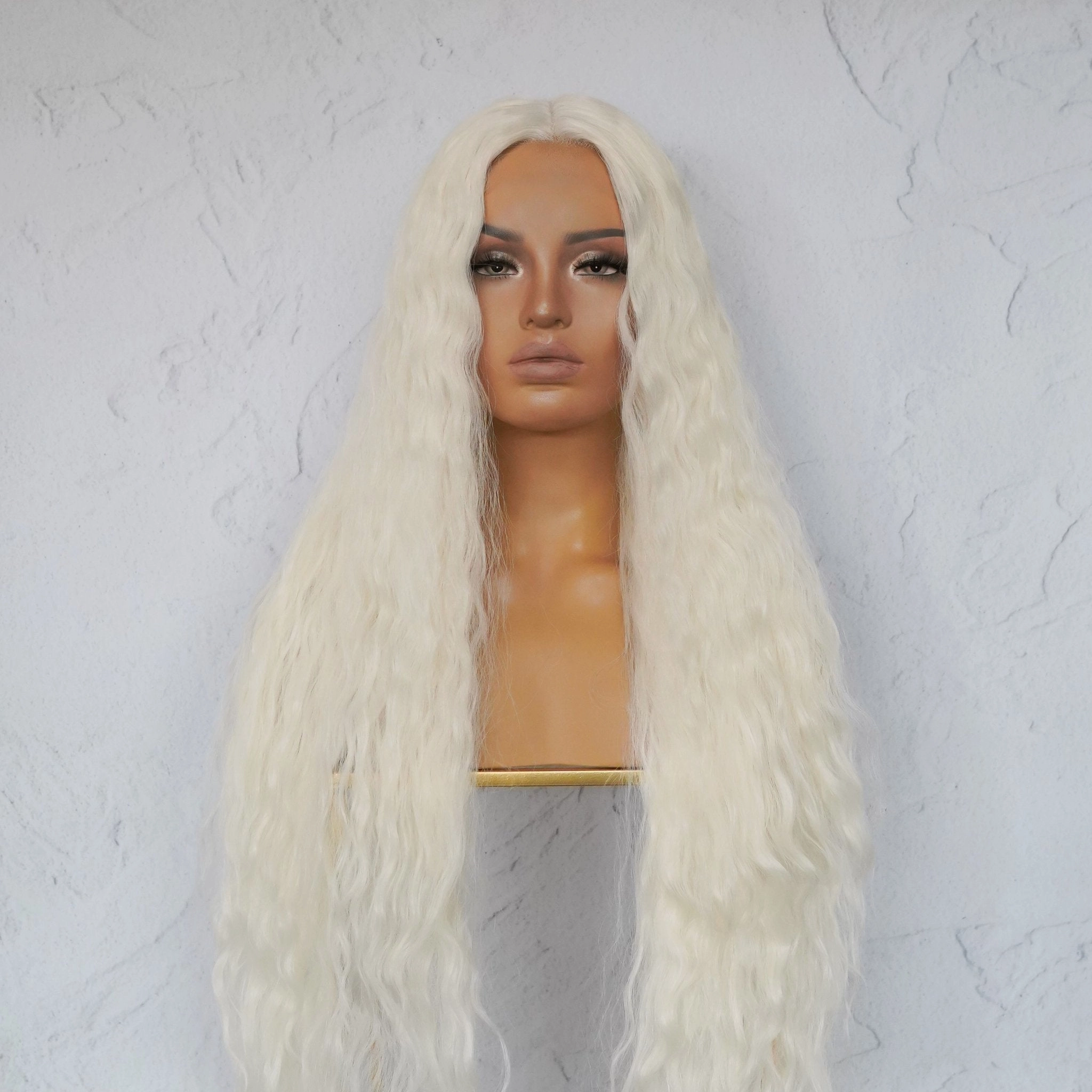 CARDI 40" White Platinum Blonde Lace Front Wig