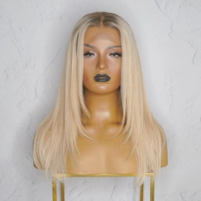 CHERI Ash Blonde Root Human Hair Lace Front Wig ** READY TO SHIP **