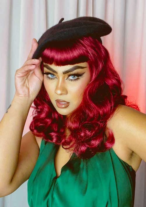 Cherry red 1950s pinup style wig: Sandra