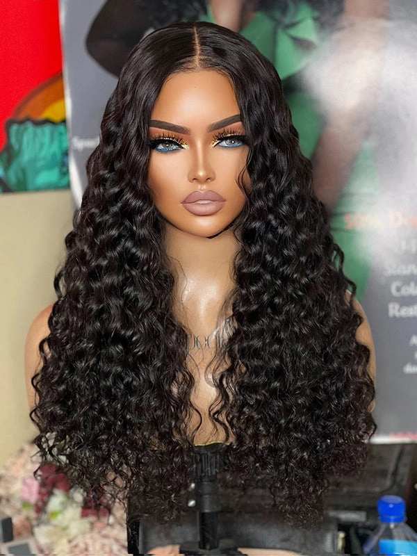 Chinalacewig 50% Off Limited 1 Piece For Natural Color& #1B Curly& Wavy 100% Virgin Human Hair Wig WH01