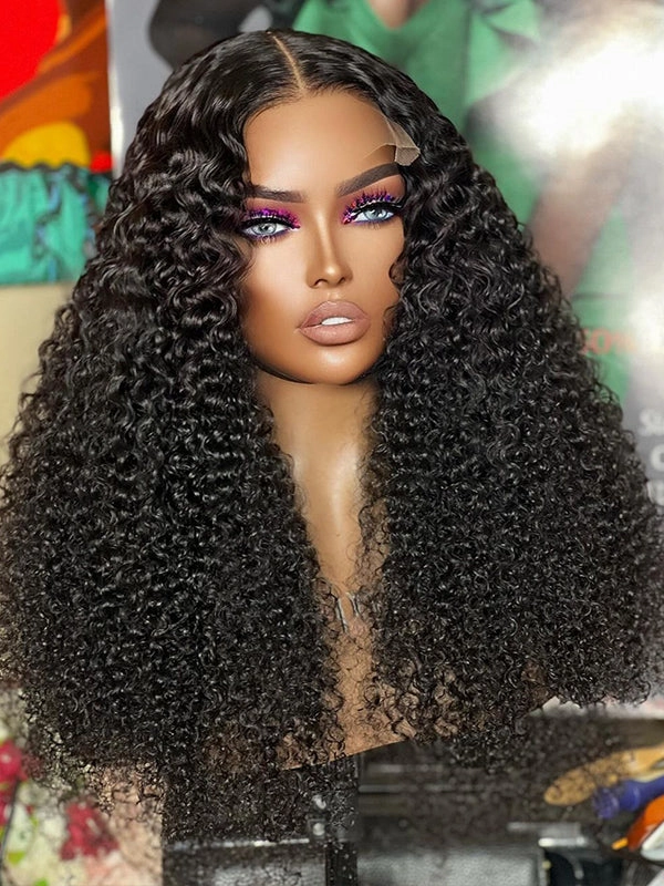 Chinalacewig 50% Off Limited 1 Piece For Natural Color& #1B Curly& Wavy 100% Virgin Human Hair Wig WH01