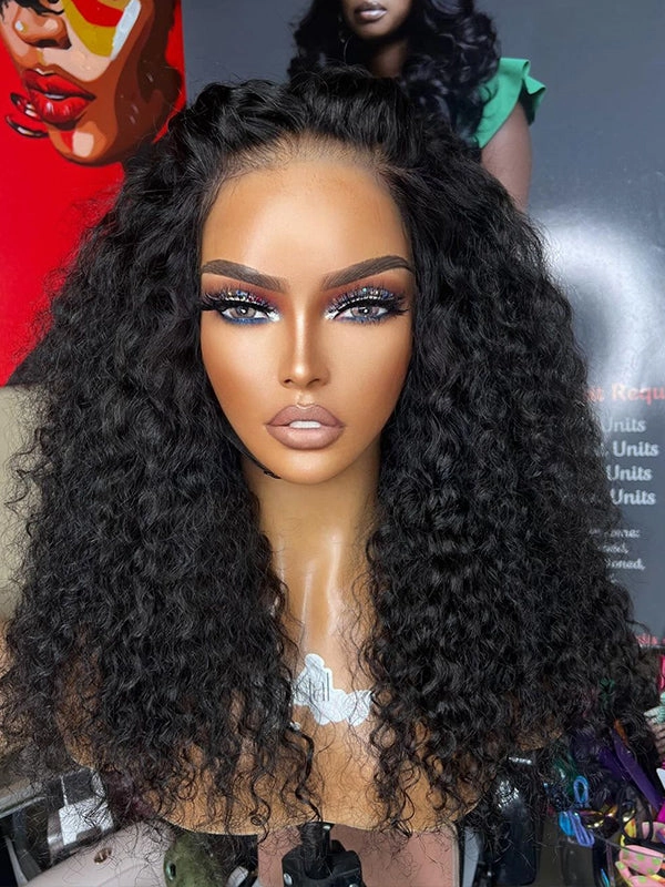 Chinalacewig 50% Off Limited 1 Piece For Natural Color& #1B Curly& Wavy 100% Virgin Human Hair Wig WH01