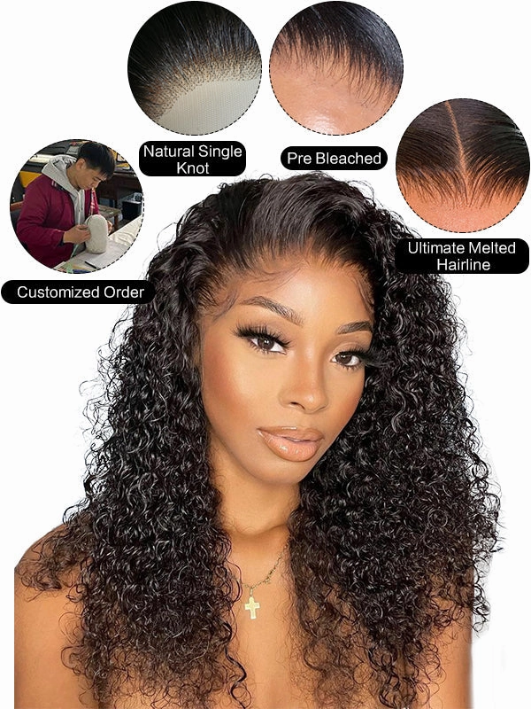 Chinalacewig 5x5 HD Lace Wig Curly Bob Human Virgin Hair CS04