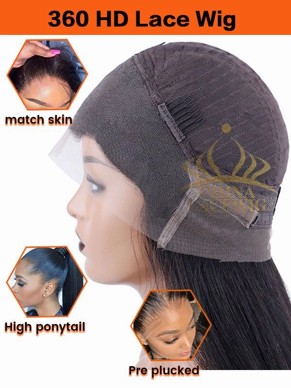 Chinalacewig Black Friday 24hrs shipping Best Virgin Human Hair Curly 360 HD Lace Wigs BK06