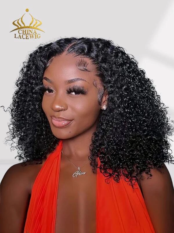 Chinalacewig Curly Block Wig With Optional HD Frontal Lace Replaceable Tops Renew Wig With Less Cost BR03