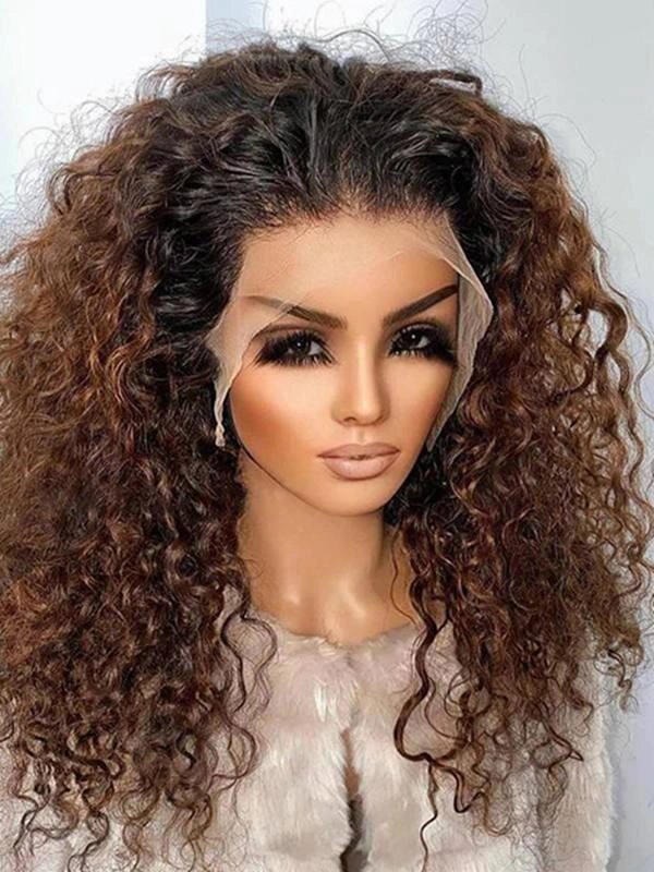 Chinalacewig Curly Block Wig With Optional HD Frontal Lace Replaceable Tops Renew Wig With Less Cost BR03