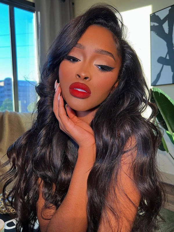 Chinalacewig Natural Color Body Wavy 360 HD Lace Virgin Human Hair Wigs NCF85