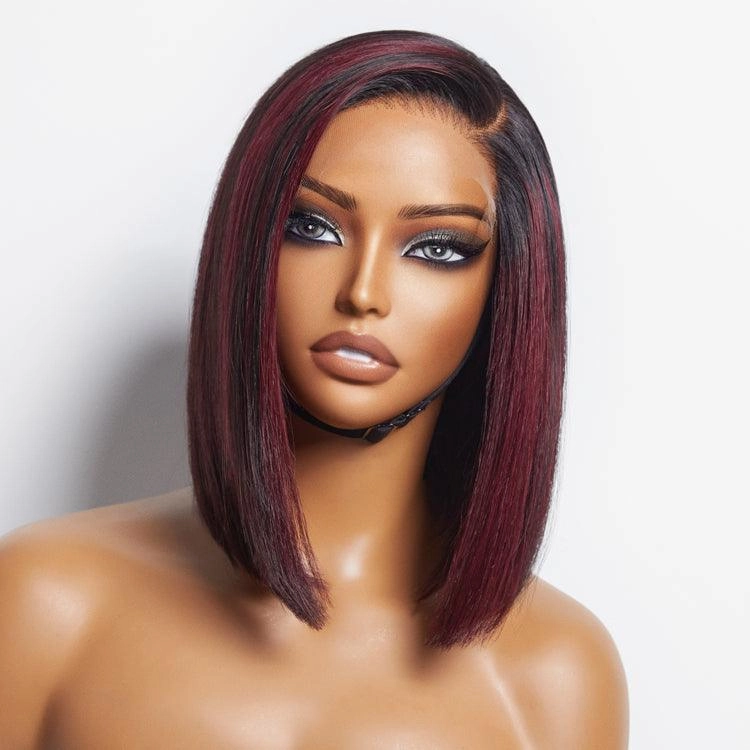 Chinalacewig Silk Bob Block Wig With Optional HD Frontal Lace  Replaceable Tops Renew Wig With Less Cost BR02