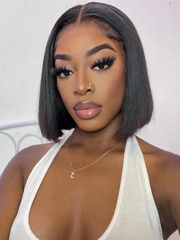 Chinalacewig Silk Bob Block Wig With Optional HD Frontal Lace  Replaceable Tops Renew Wig With Less Cost BR02