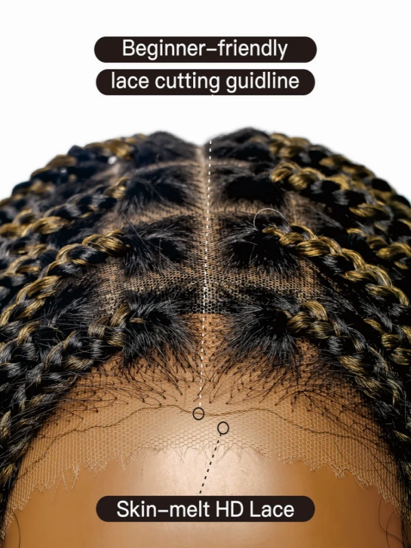 Chinalacewig Tangleless Human Hair Boho Curls  HD Lace Knotless Box Braided Wig CB05