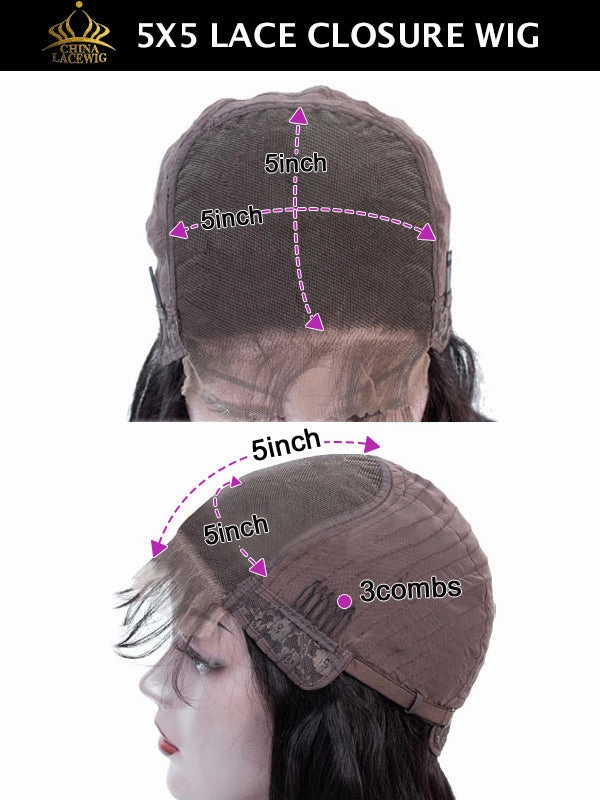 Chinalacewig Type 4C Edges Curly Baby Hairline Undetectable 5x5 HD Lace Front Wig Kinky Straight NEW007