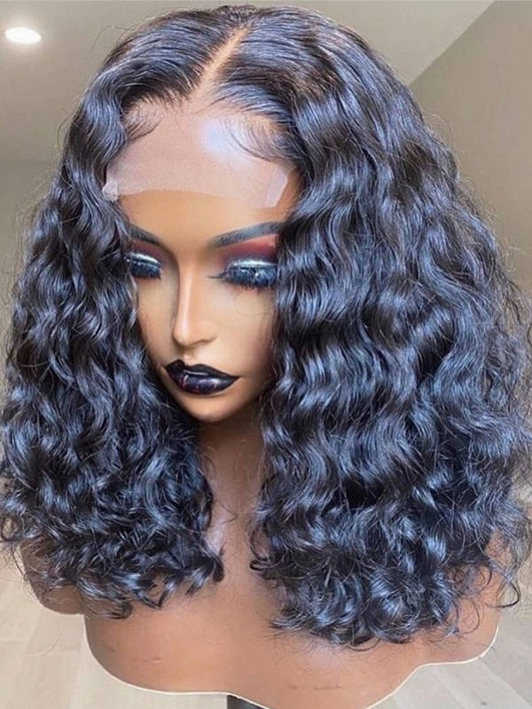 Chinalacewig Undetectable HD Lace Deep Wave 5x5 Lace Closure Wigs With Bleached Knots CF013