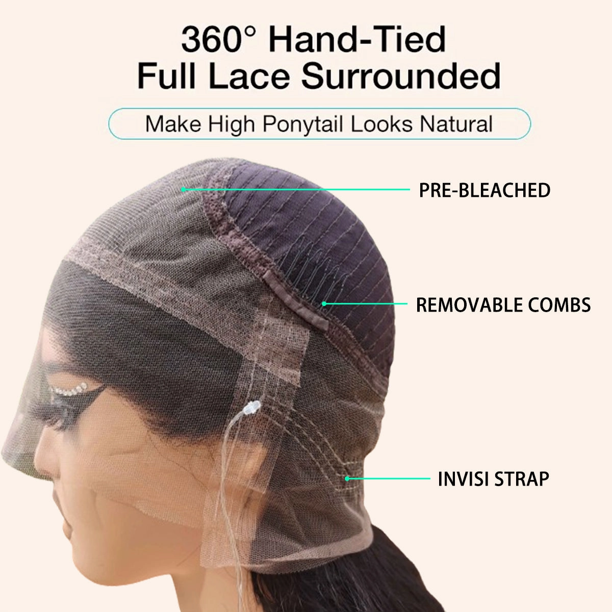 Chinalacewig Water Wave Invisible HD Lace Full Bottom 100% Human Hair Wig With Bleached Knots