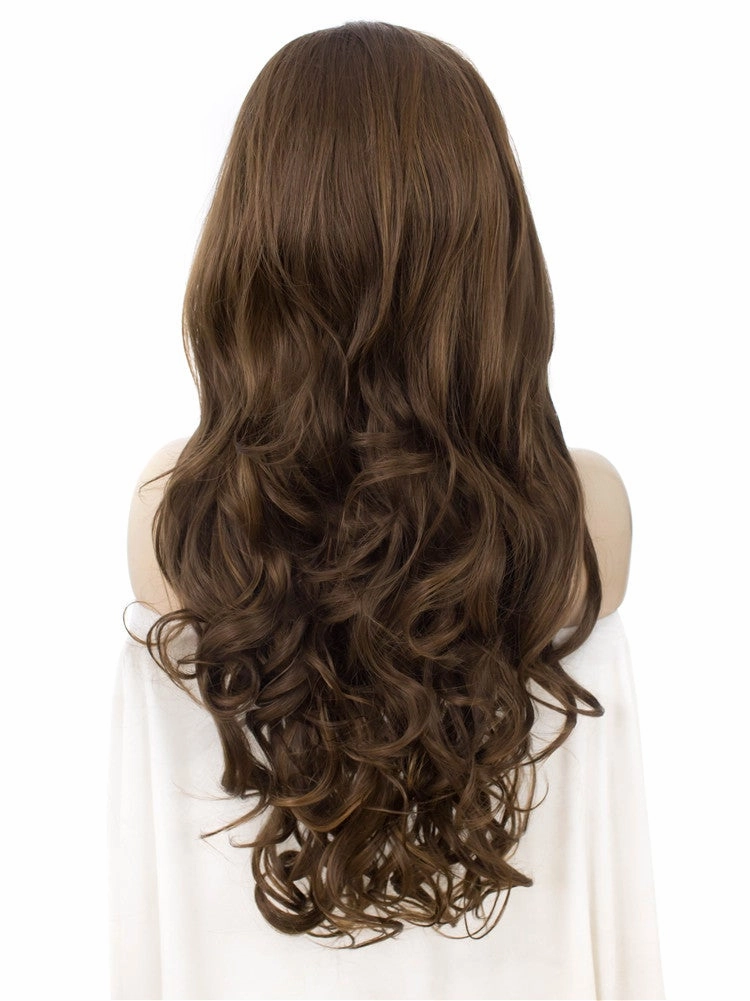 Christine -  Highlight Brown Long Wavy Lace Front Synthetic Wig