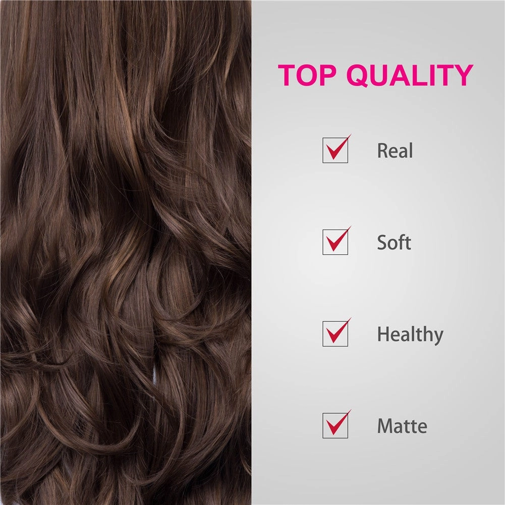 Christine -  Highlight Brown Long Wavy Lace Front Synthetic Wig