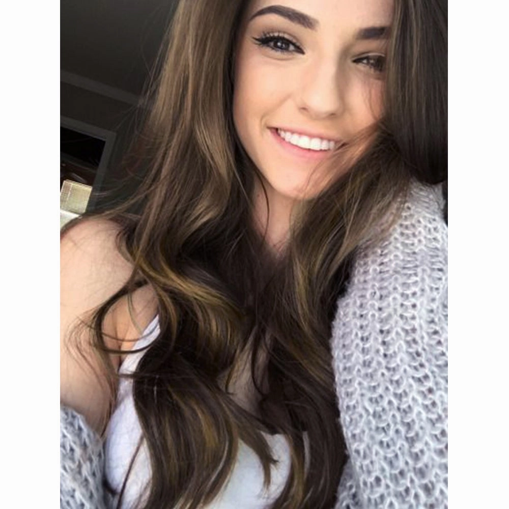 Christine -  Highlight Brown Long Wavy Lace Front Synthetic Wig