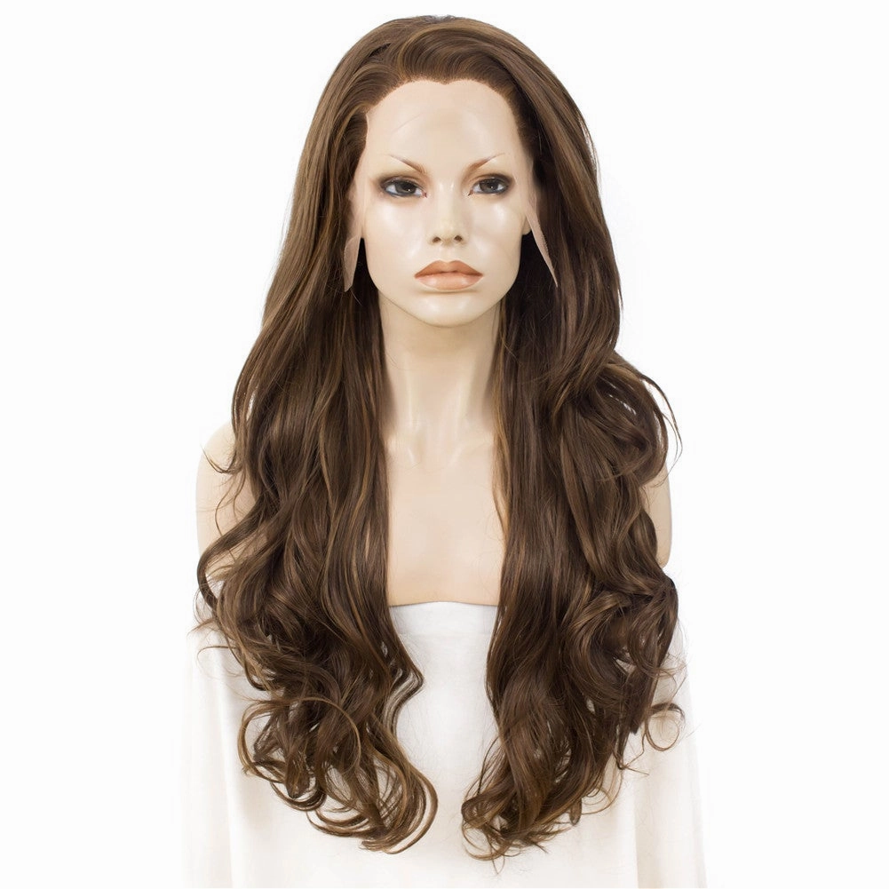 Christine -  Highlight Brown Long Wavy Lace Front Synthetic Wig