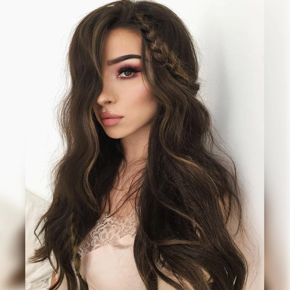 Christine -  Highlight Brown Long Wavy Lace Front Synthetic Wig