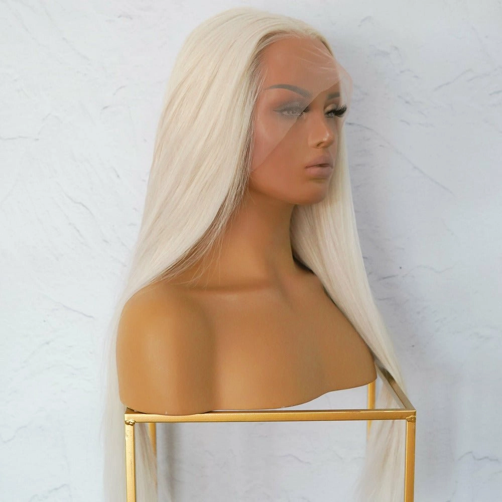 CLEO Platinum White Blonde Human Hair Full Lace Wig
