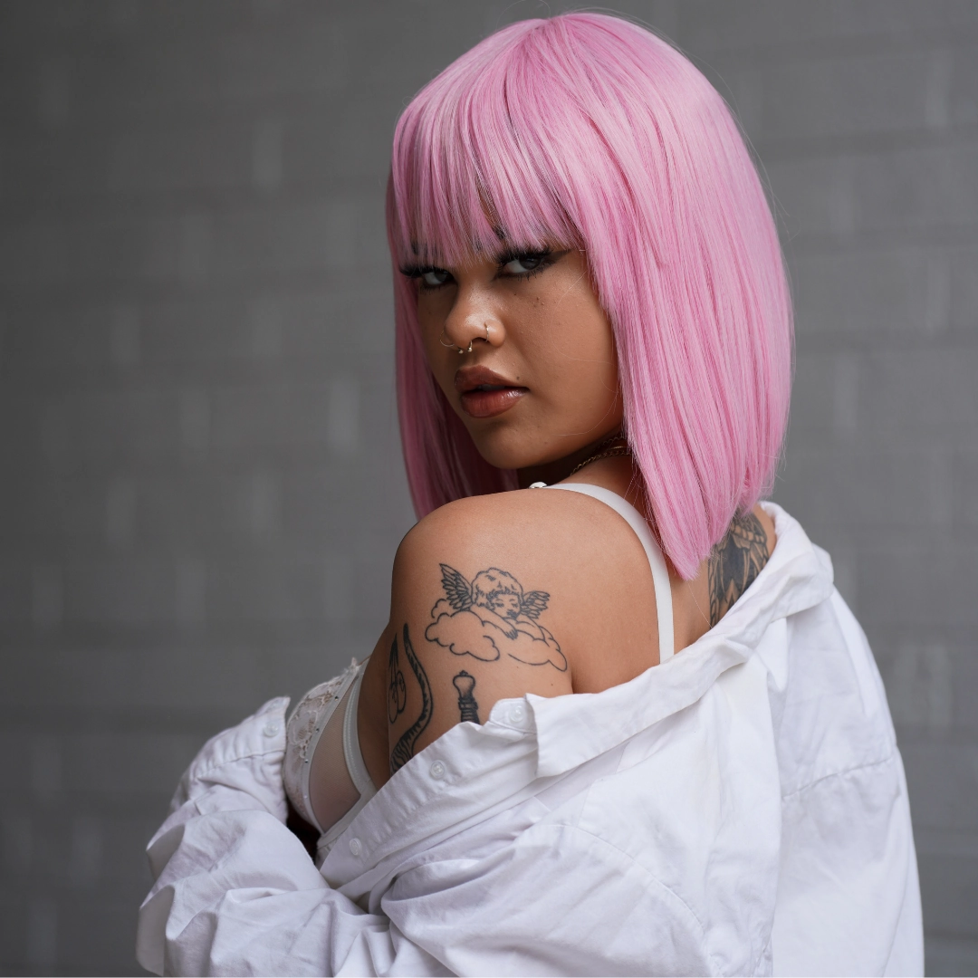 COURTNEY Pink Fringe Wig