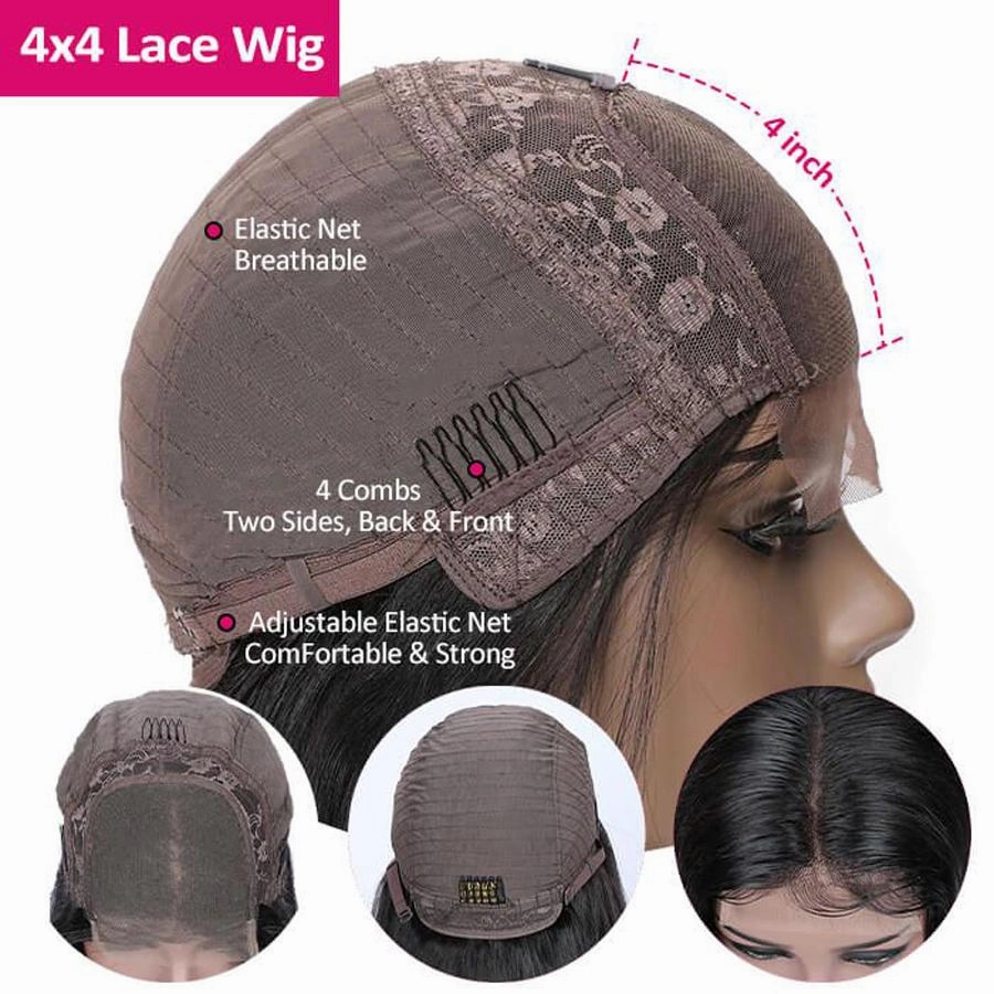Curly Hair 4x4 HD Lace Closure Wig Glueless Pre Plucked Hairline With Baby Hair Real Human Hair Wigs - Geeta Hair