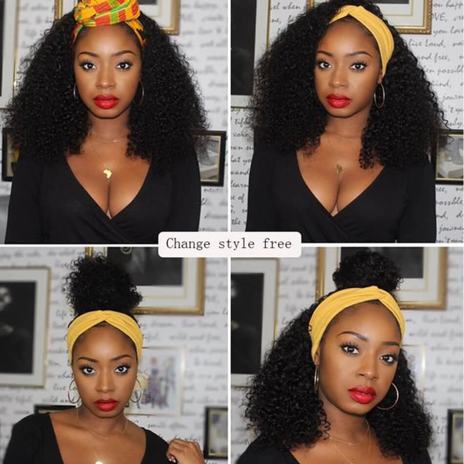 Curly Hair Headband Wig Human Hair Glueless Wigs Near Me-Geeta Hair