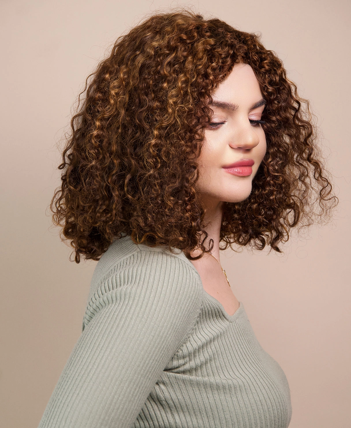 Curly Human Wig - 12 Caramel Balayage.