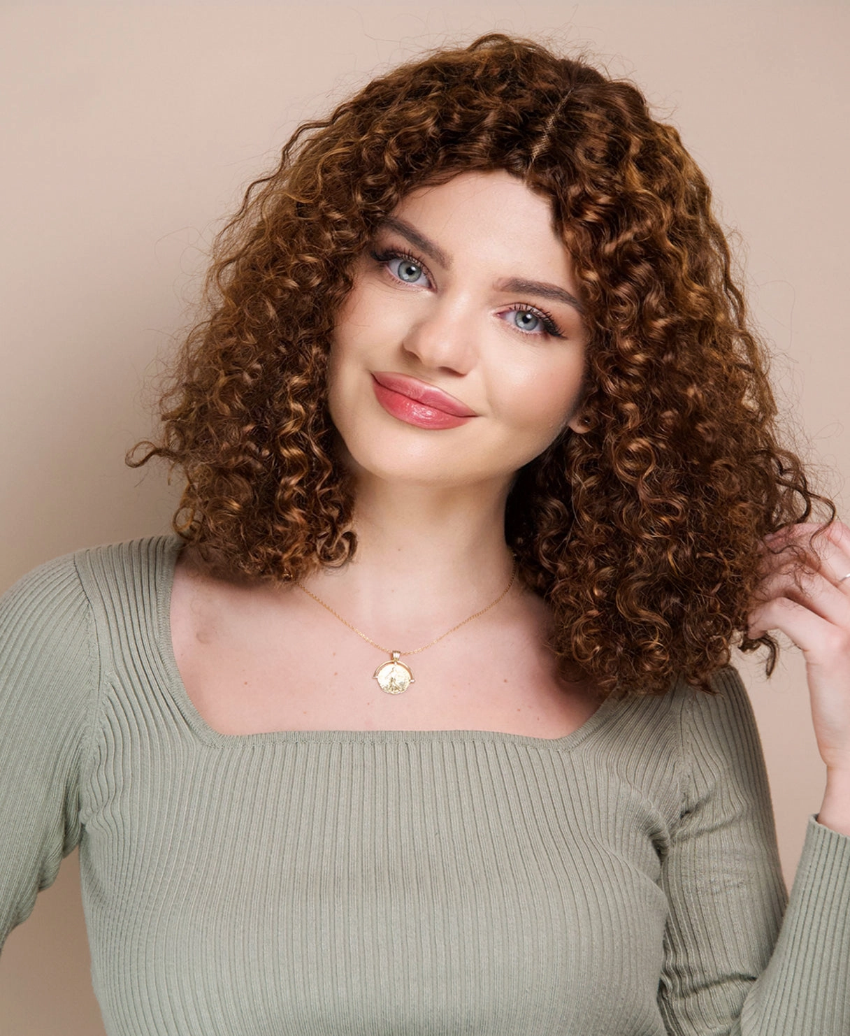 Curly Human Wig - 12 Caramel Balayage.