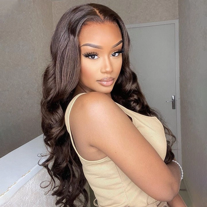 Dark Brown Lace Front Human Hair Wigs 13x4/4x4 Colored Body Wave Wigs