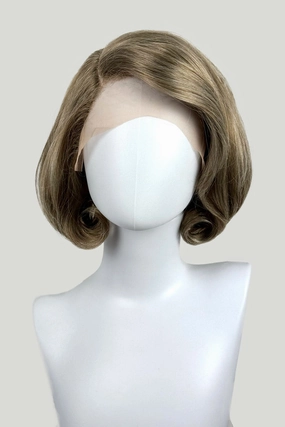 Dark golden wig, lace front, rockabilly style with victory rolls: Bobbie